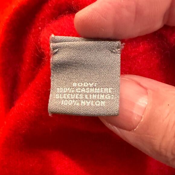 Neiman Marcus Puffed Half Sleeve Cashmere Pullover Sweater, Red, size S - Picture 5 of 6